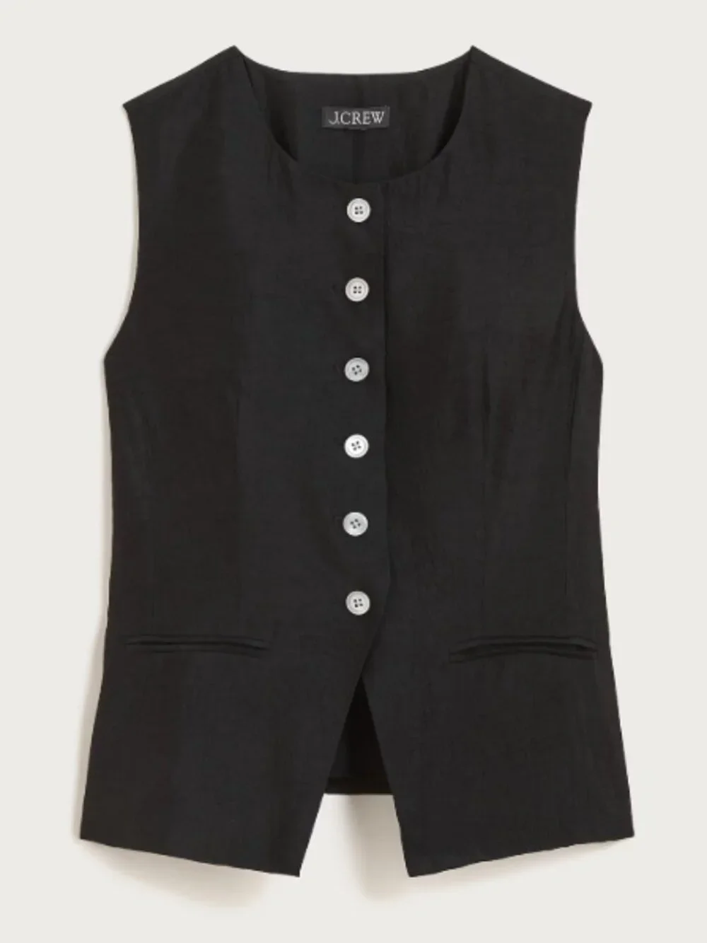J Crew Cutaway Vest in Textured Satin, Black, Size 16, NwT
